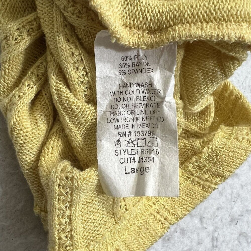 Glance Women's Large Short Sleeve Henley Button Up Pullover Stretch Yellow Top - Picture 13 of 13